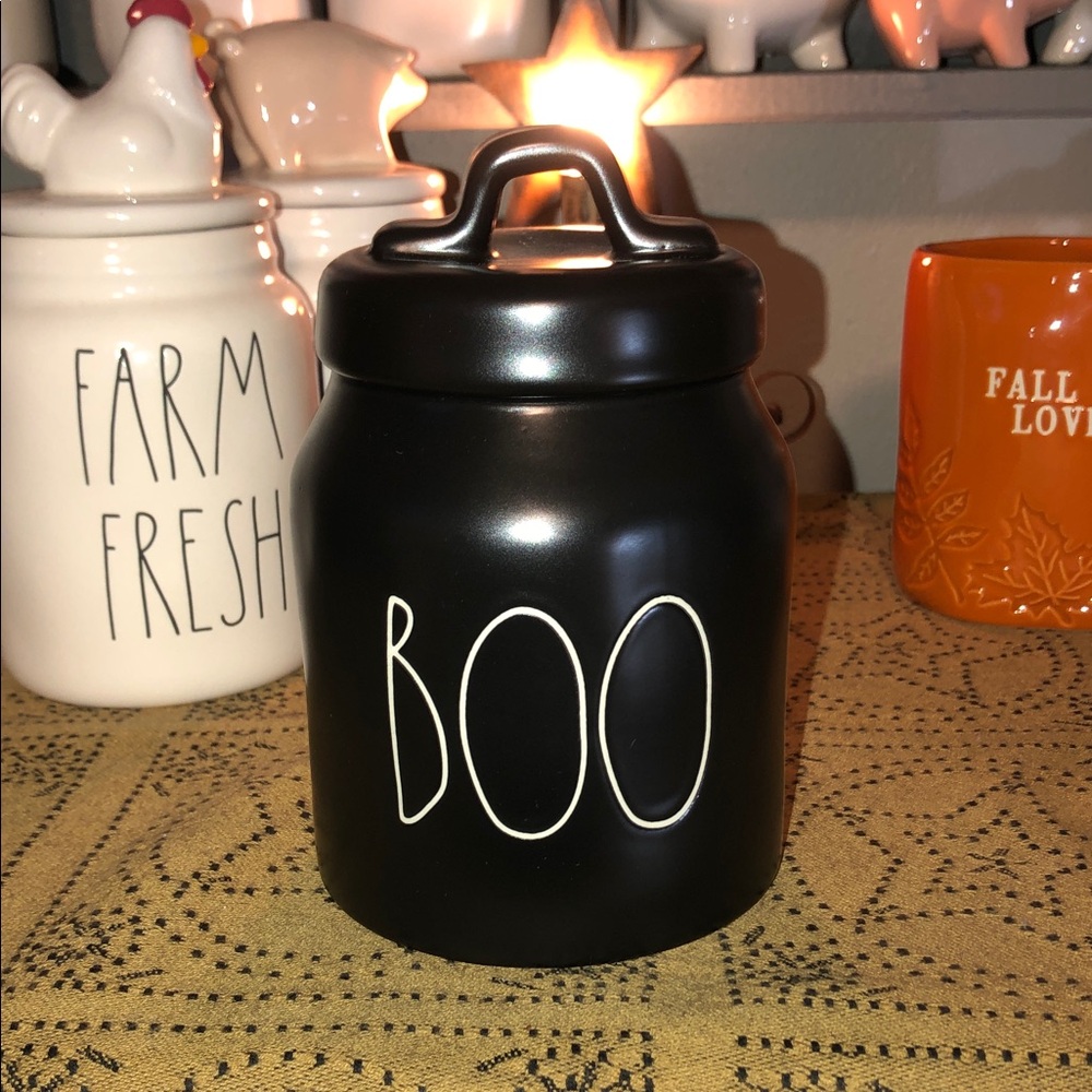 Rae Dunn BOO Baby Canister Black with White Lettering